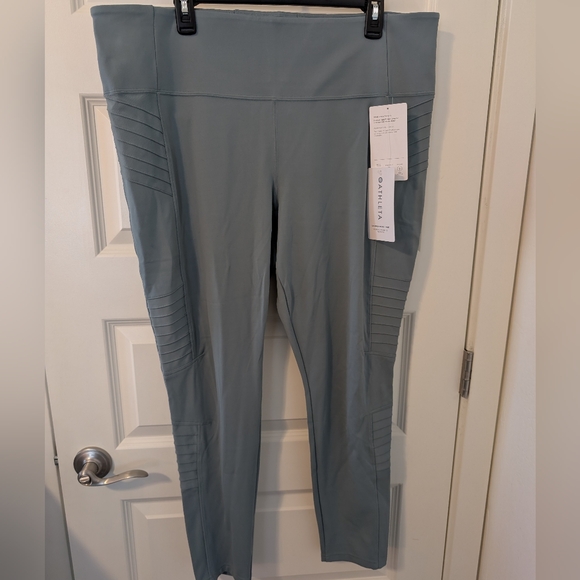ATHLETA Delancey Moto Tight Blue Leggings Zip Ankle 2X Workout Yoga Athleisure - Picture 4 of 16